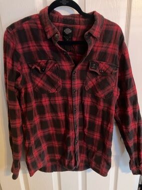 Harley-Davidson® Men's Embroidered Plaid Long Sleeve Flannel Shirt 96459-17VM